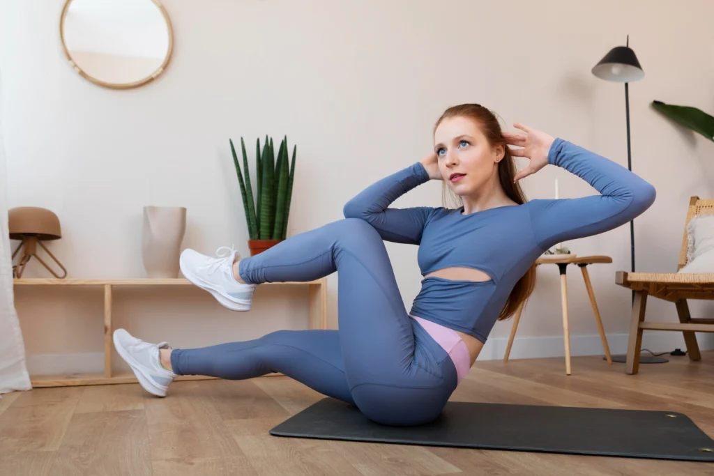 women doing squat at home