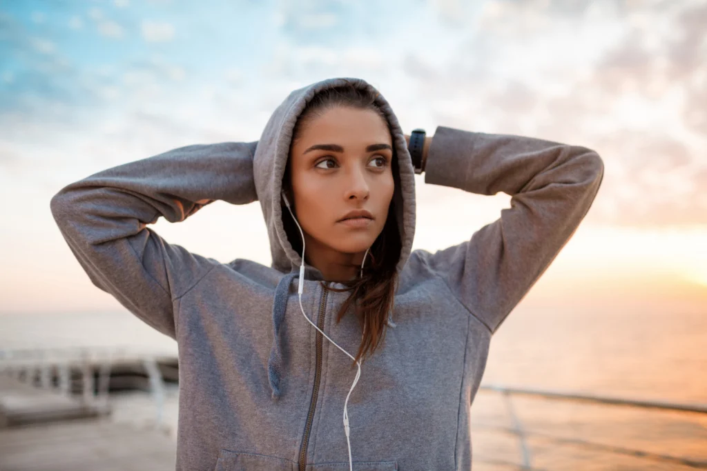 exercise wearing hoodie