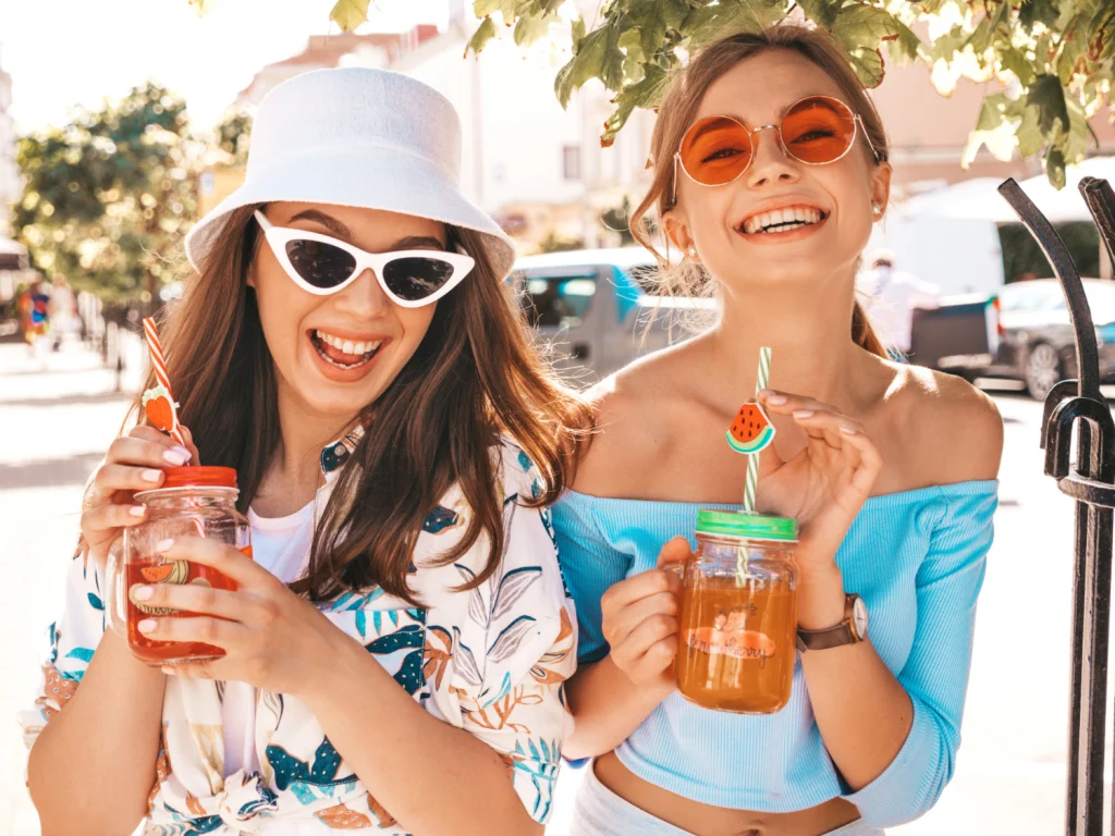 girls enjoying Beverages