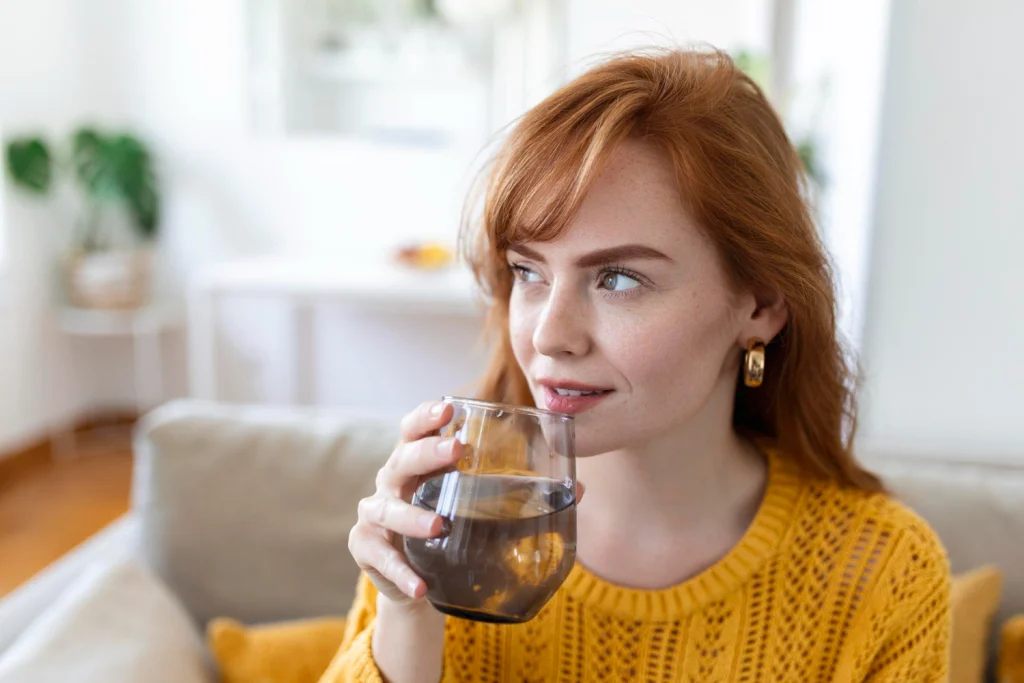 women drinking water