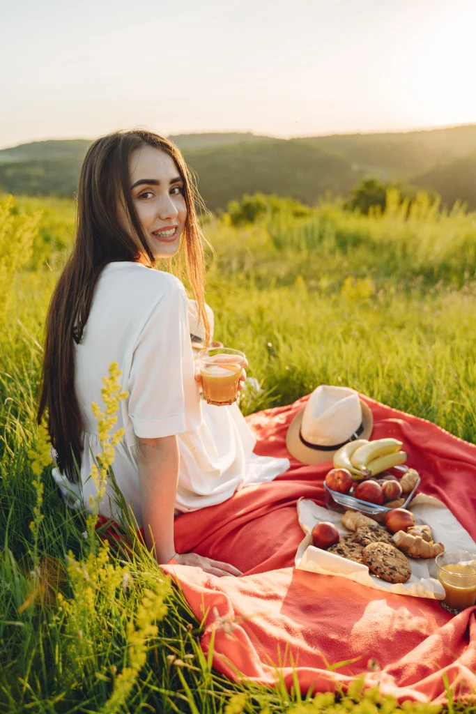 women taking food in the outside