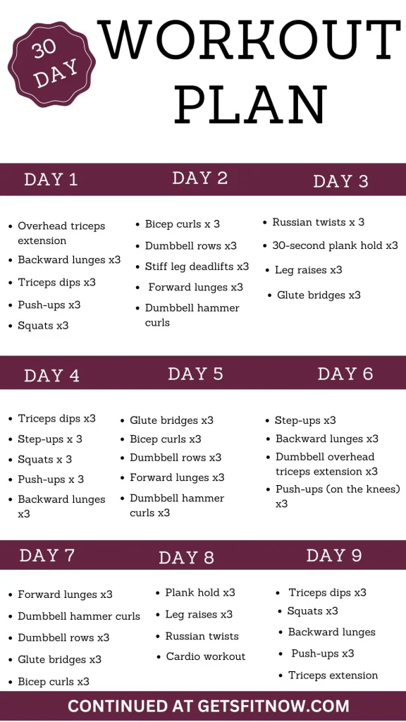 30 day workout plan for beginners