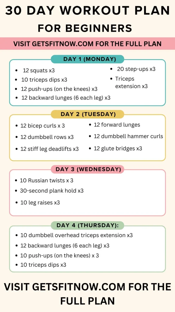 30 day workout plan for beginners