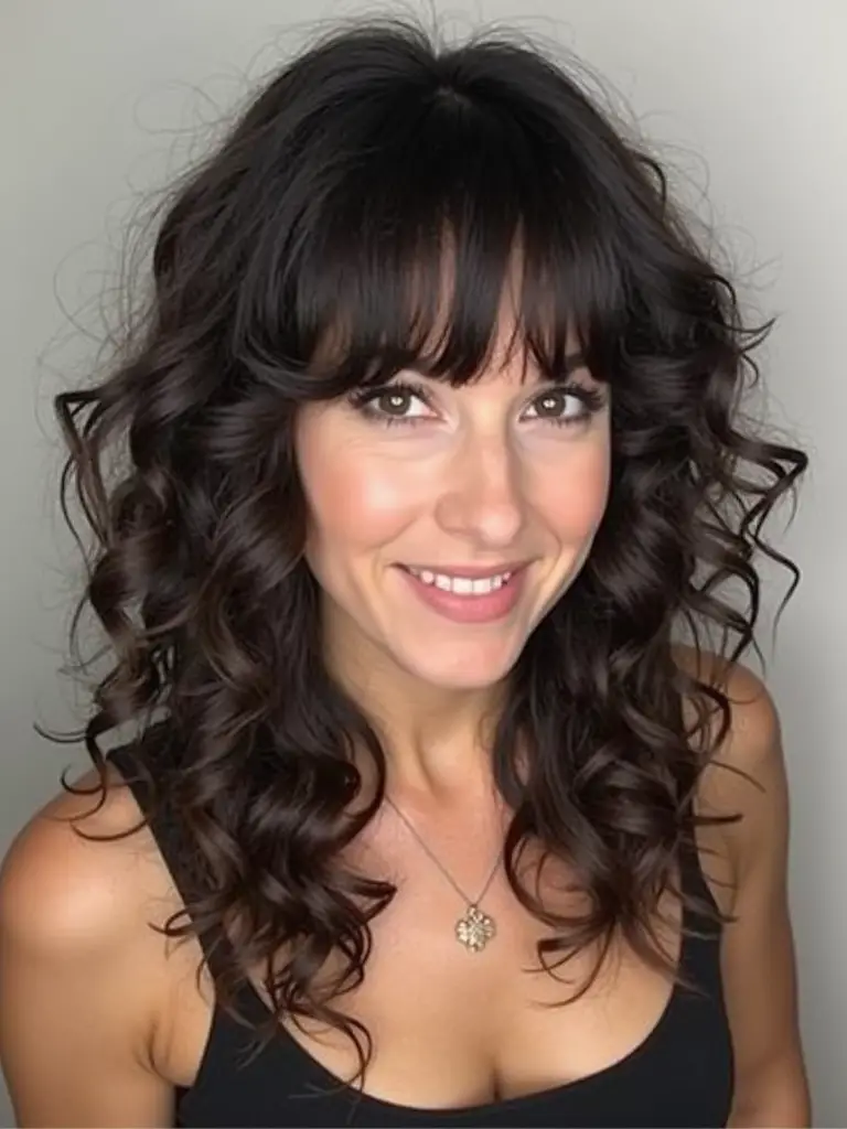 Curly Layered Shag with Fringe for Playful Bounce