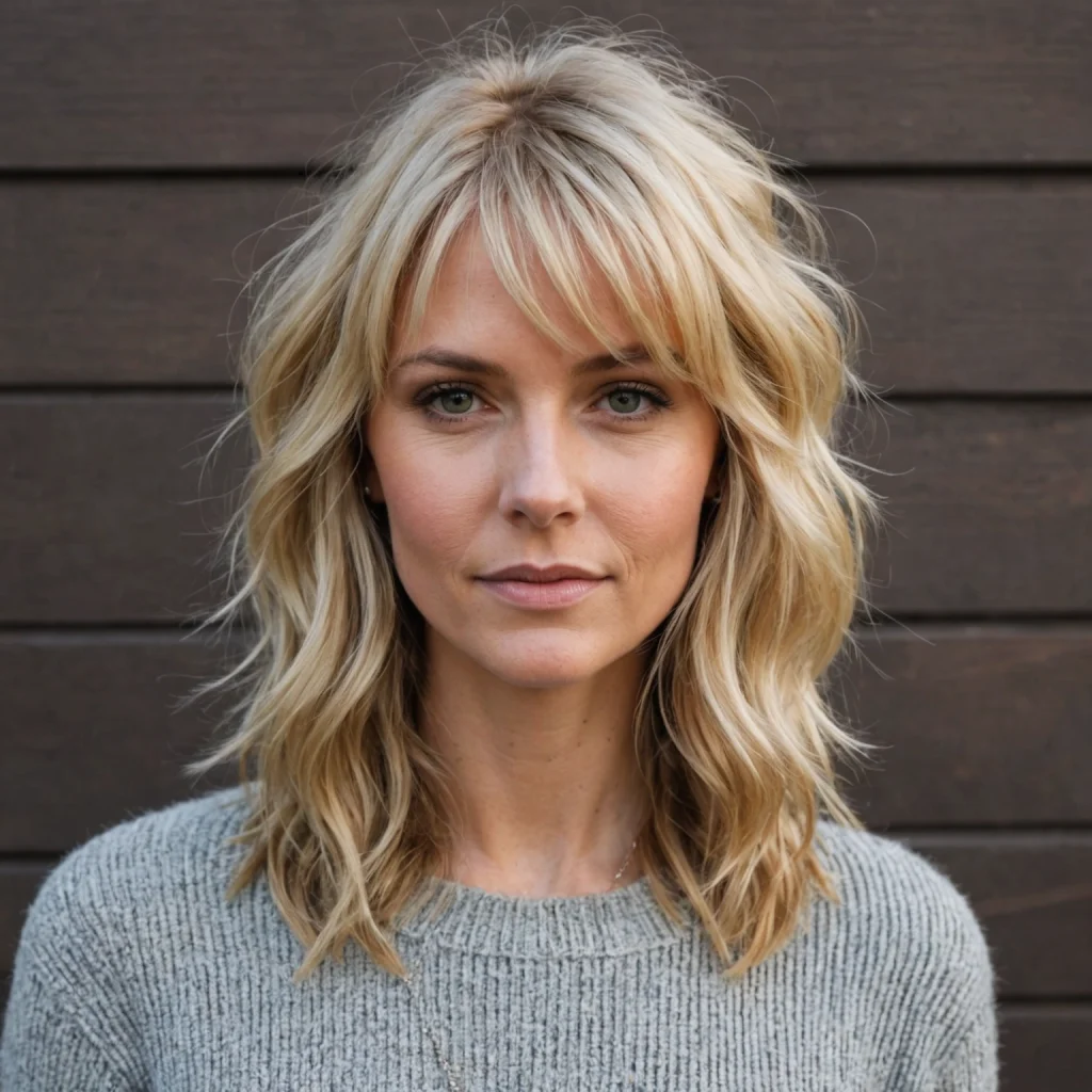 Layered Shag with Fringe for Fine Blonde Hair