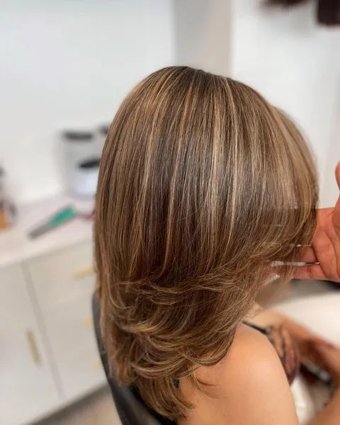 Mid-Length Layered Hair With Chunky Highlights