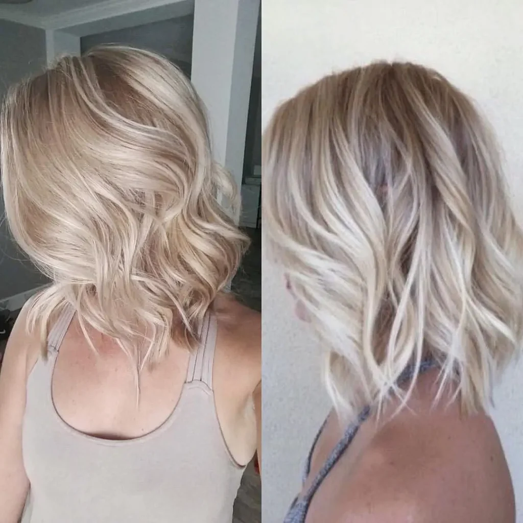 Platinum Blonde Silver Short Layered Bob